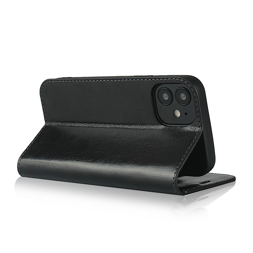 iPhone 11 Smidigt mobilfodral i äkta läder, svart