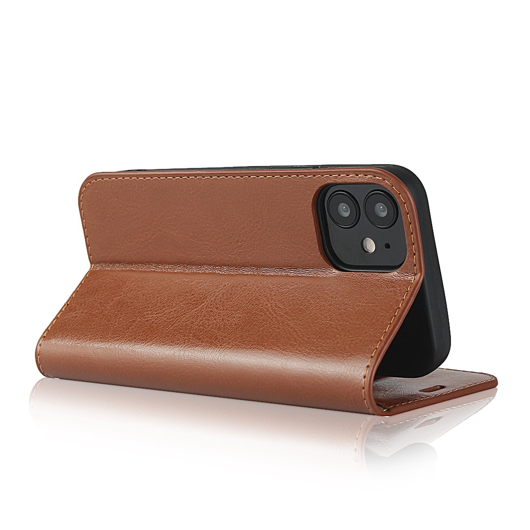iPhone XR Smidigt mobilfodral i äkta läder, brun