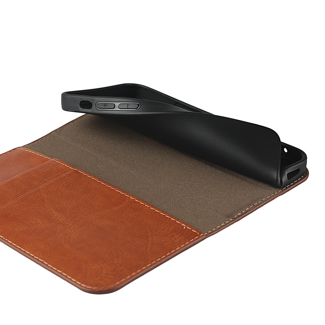 iPhone XR Smidigt mobilfodral i äkta läder, brun