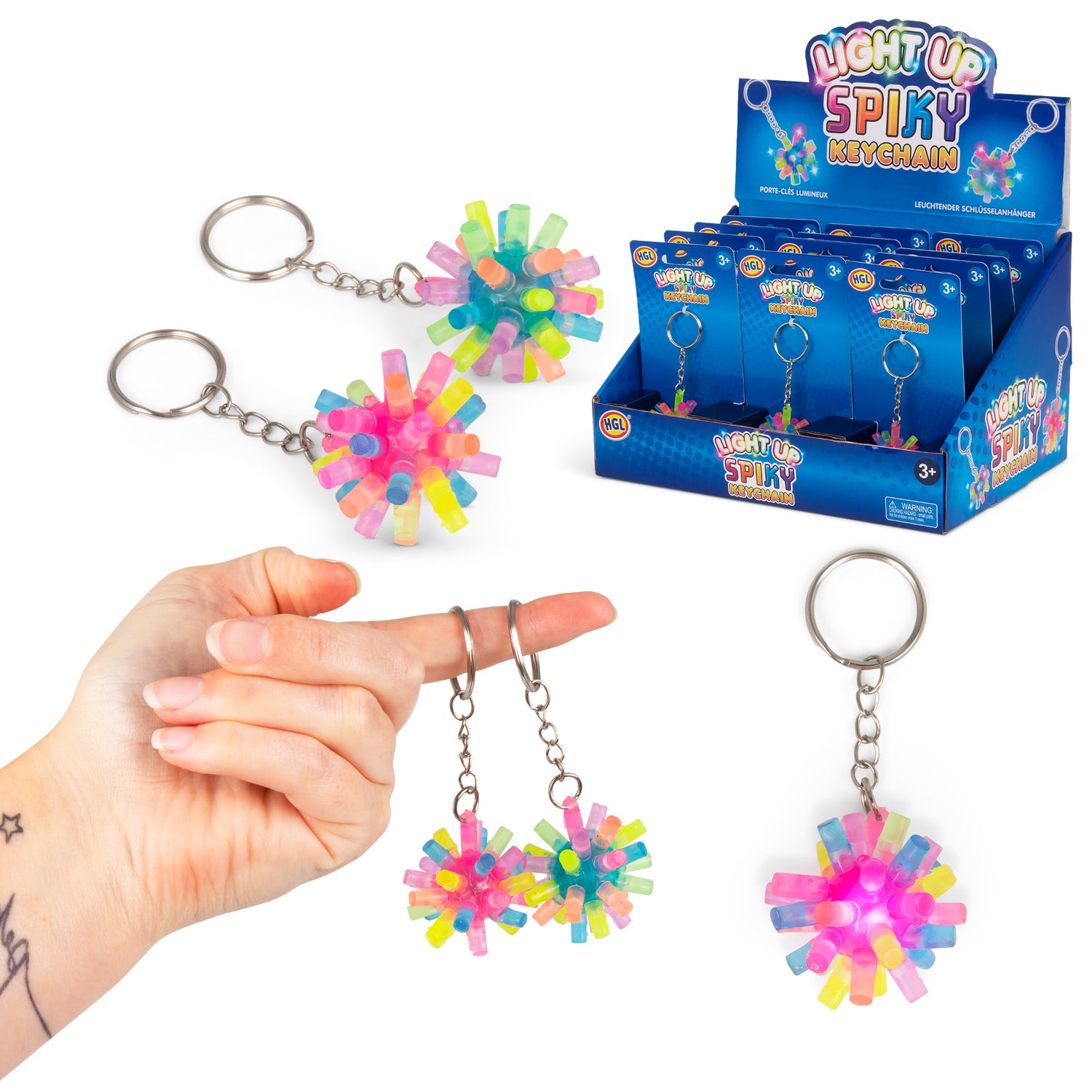 Lysande Nyckelring -  Flashing Spiky Keychain