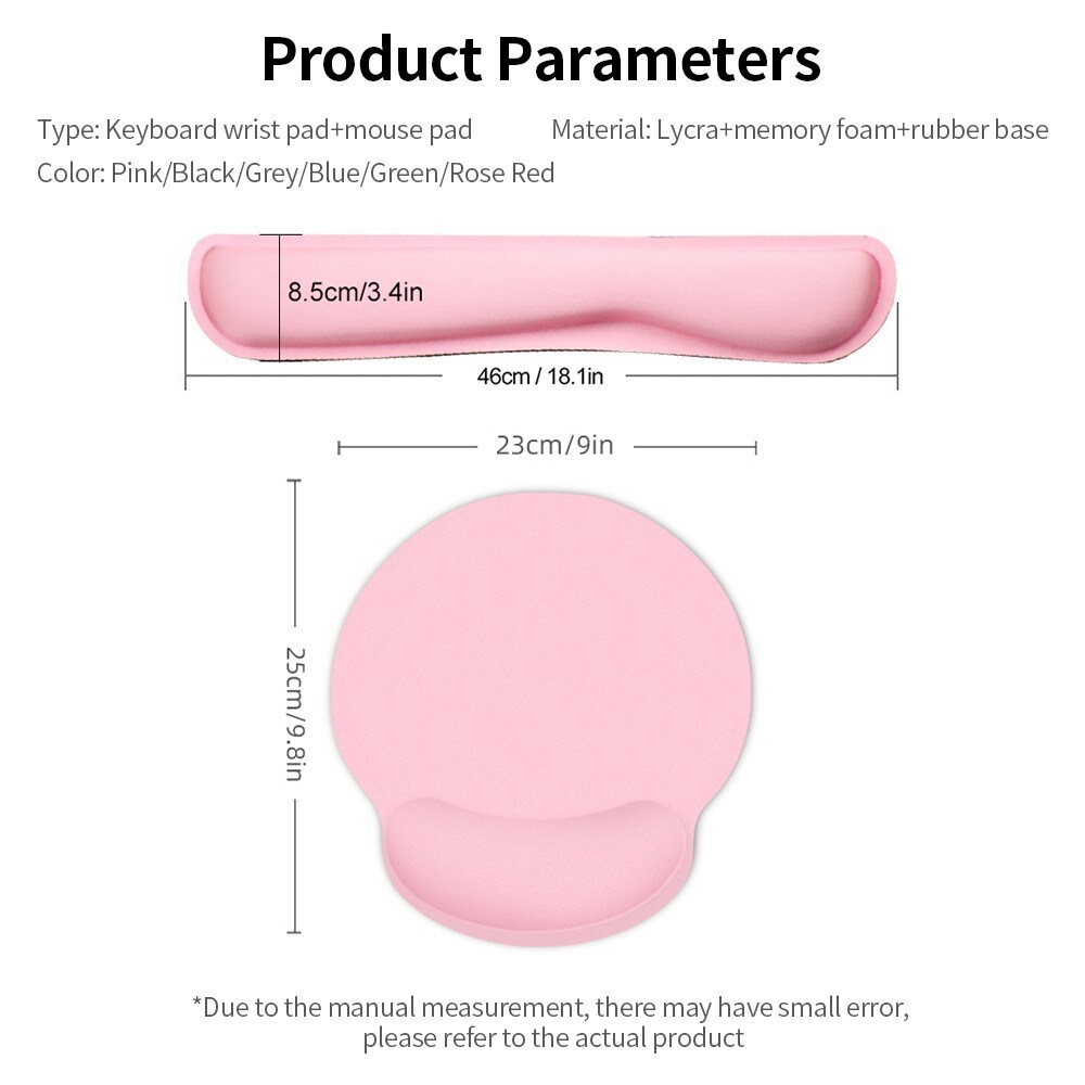 Ergonomiskt stöd till tangentbord + musmatta, rosa