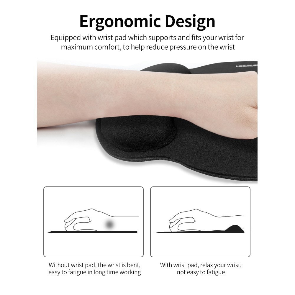 Musmatta med ergonomiskt stöd, svart