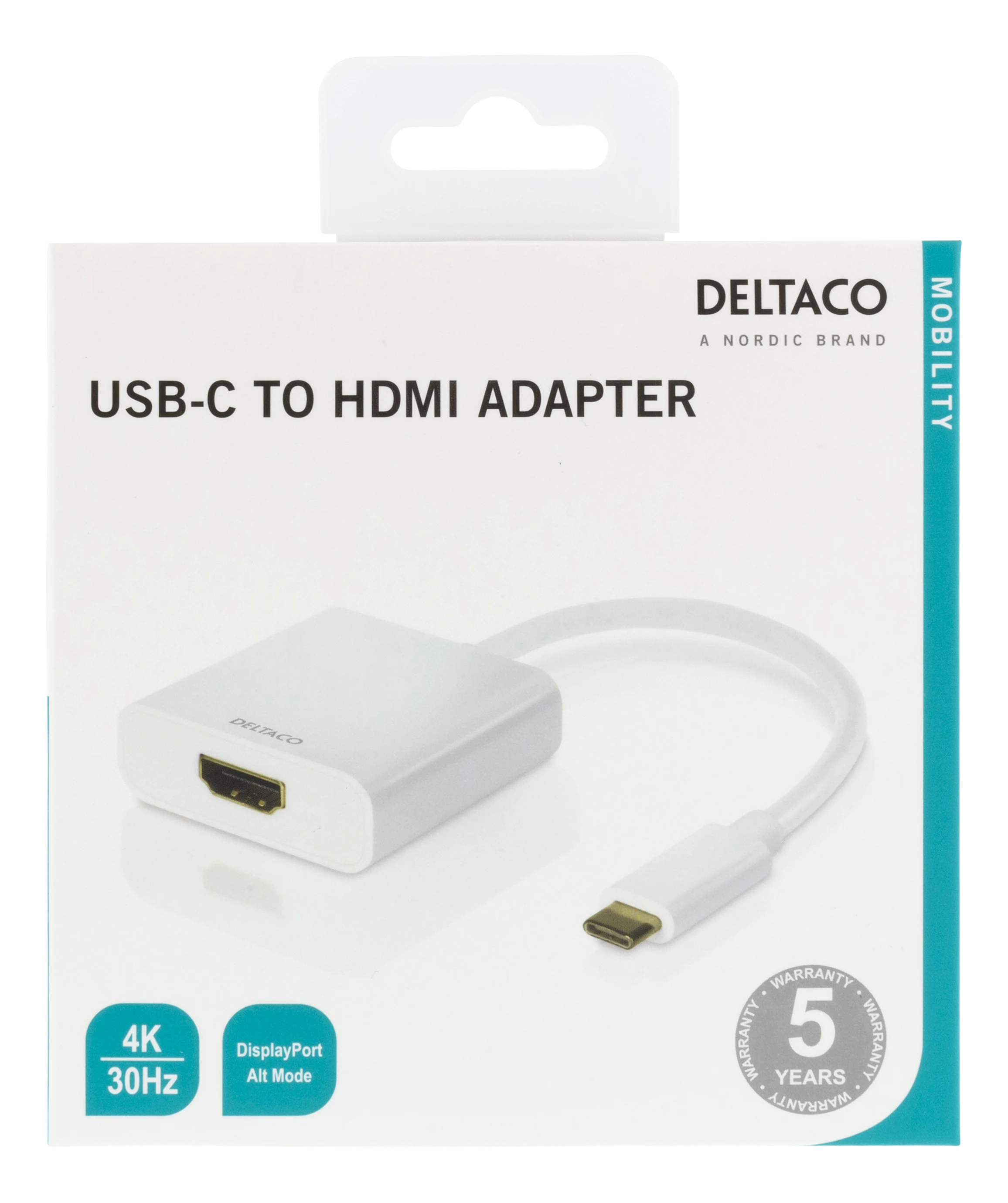 USB-C till HDMI adapter 4K UHD, Vit