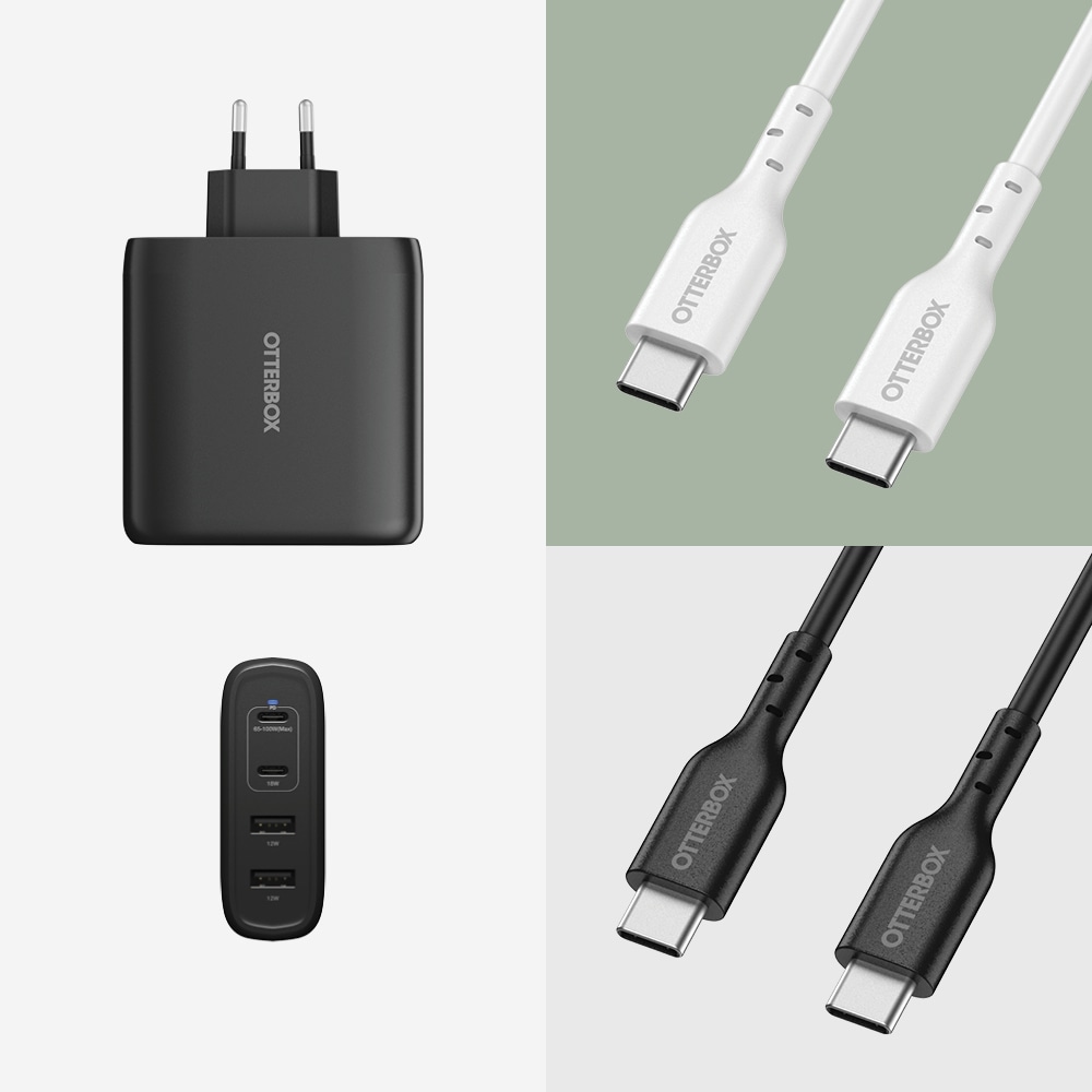 Väggladdare 2x USB-C + 2x USB-A GaN 100W, Black