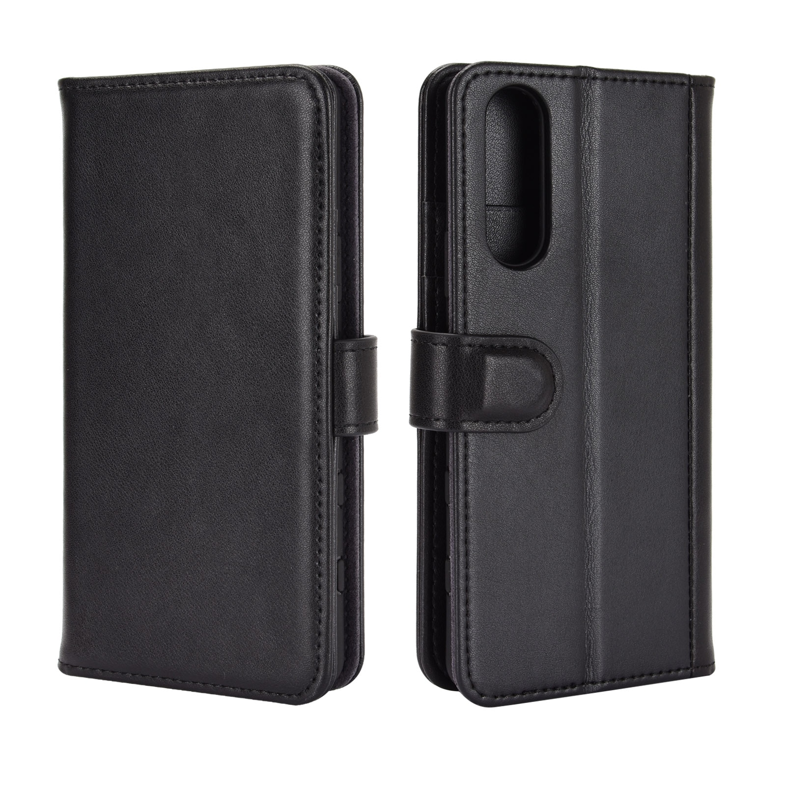Sony Xperia 10 II Plånboksfodral i Äkta Läder, svart