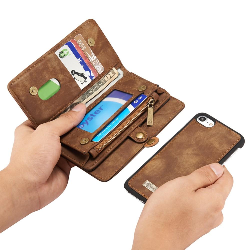 iPhone SE (2022) Rymligt plånboksfodral med många kortfack, brun