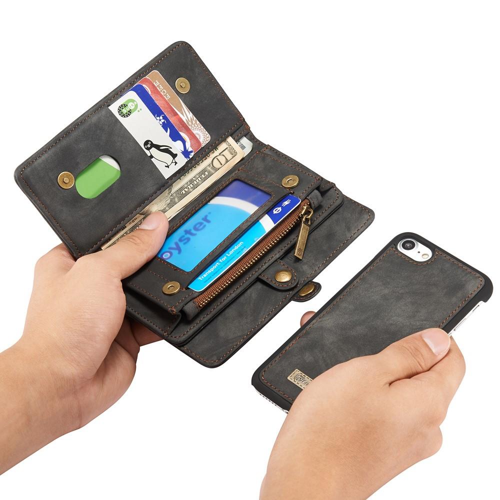 iPhone 7 Rymligt plånboksfodral med många kortfack, grå