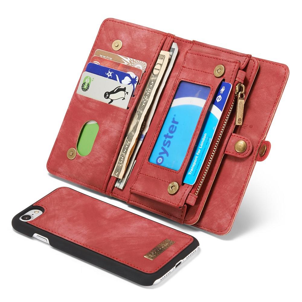 iPhone 7 Rymligt plånboksfodral med många kortfack, röd