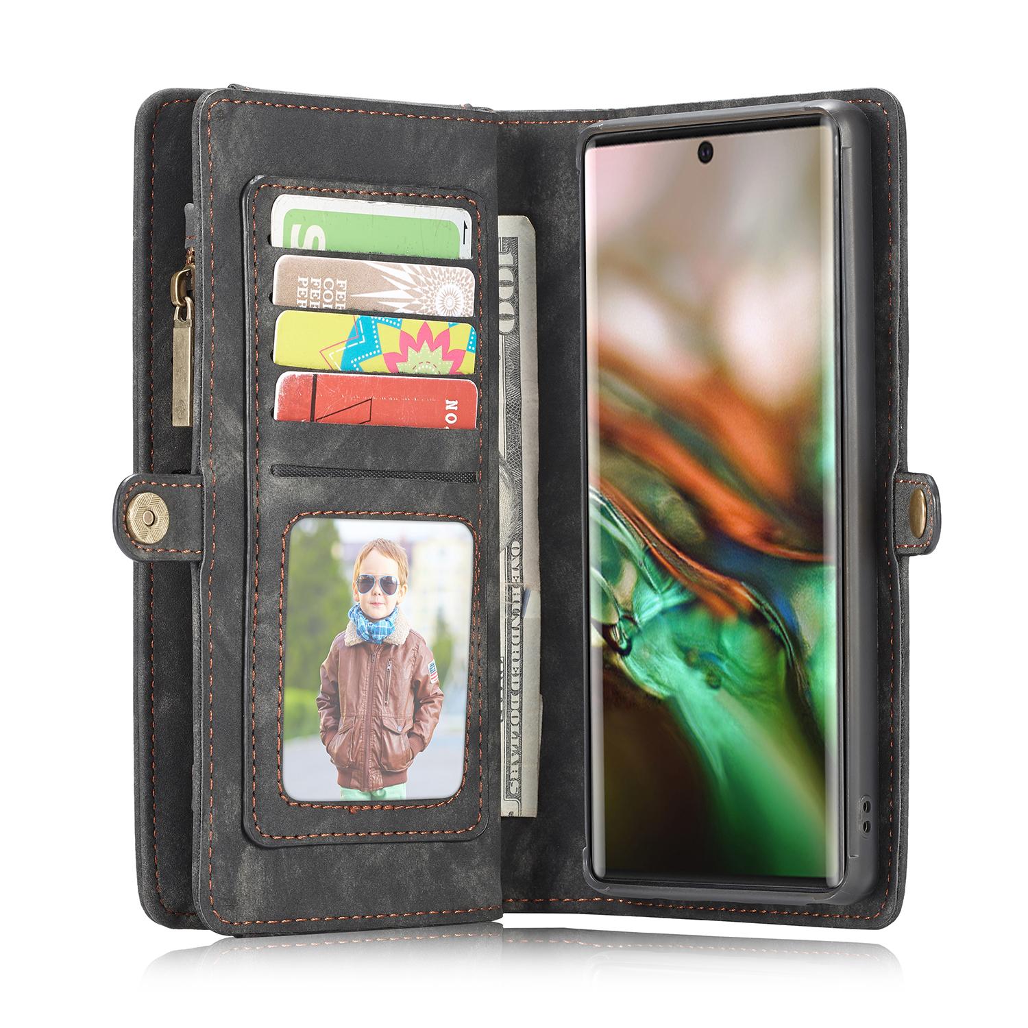 Samsung Galaxy Note 10 Plus Rymligt plånboksfodral med många kortfack, Grå