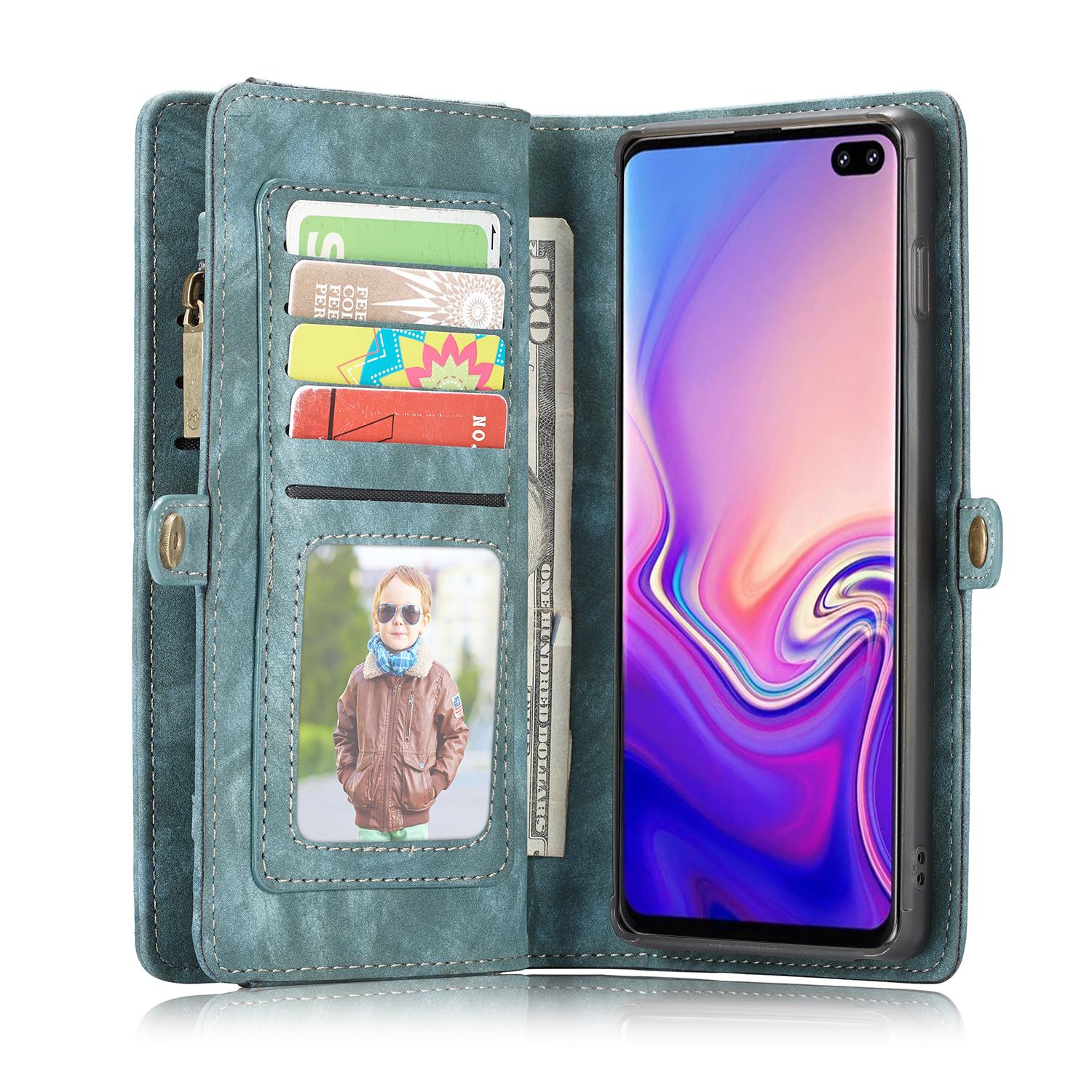 Samsung Galaxy S10 Plus Rymligt plånboksfodral med många kortfack, Blå