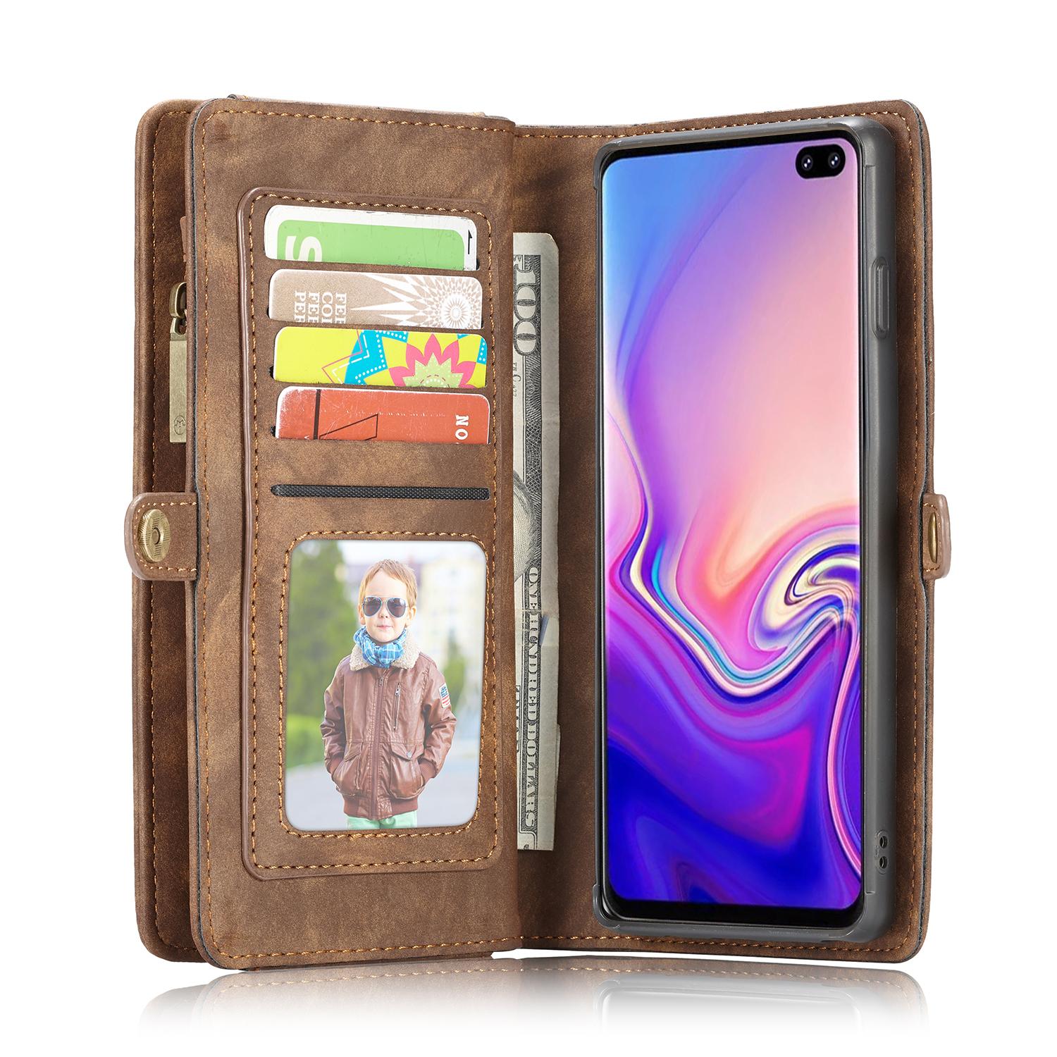 Samsung Galaxy S10 Plus Rymligt plånboksfodral med många kortfack, Brun