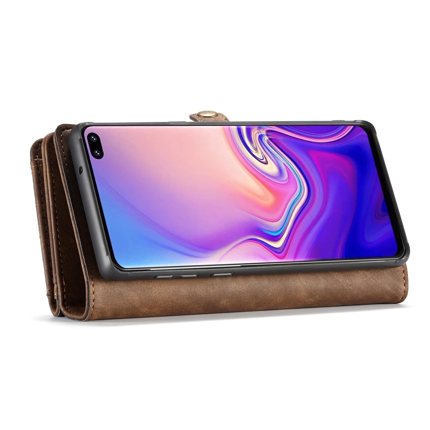 Samsung Galaxy S10 Plus Rymligt plånboksfodral med många kortfack, Brun