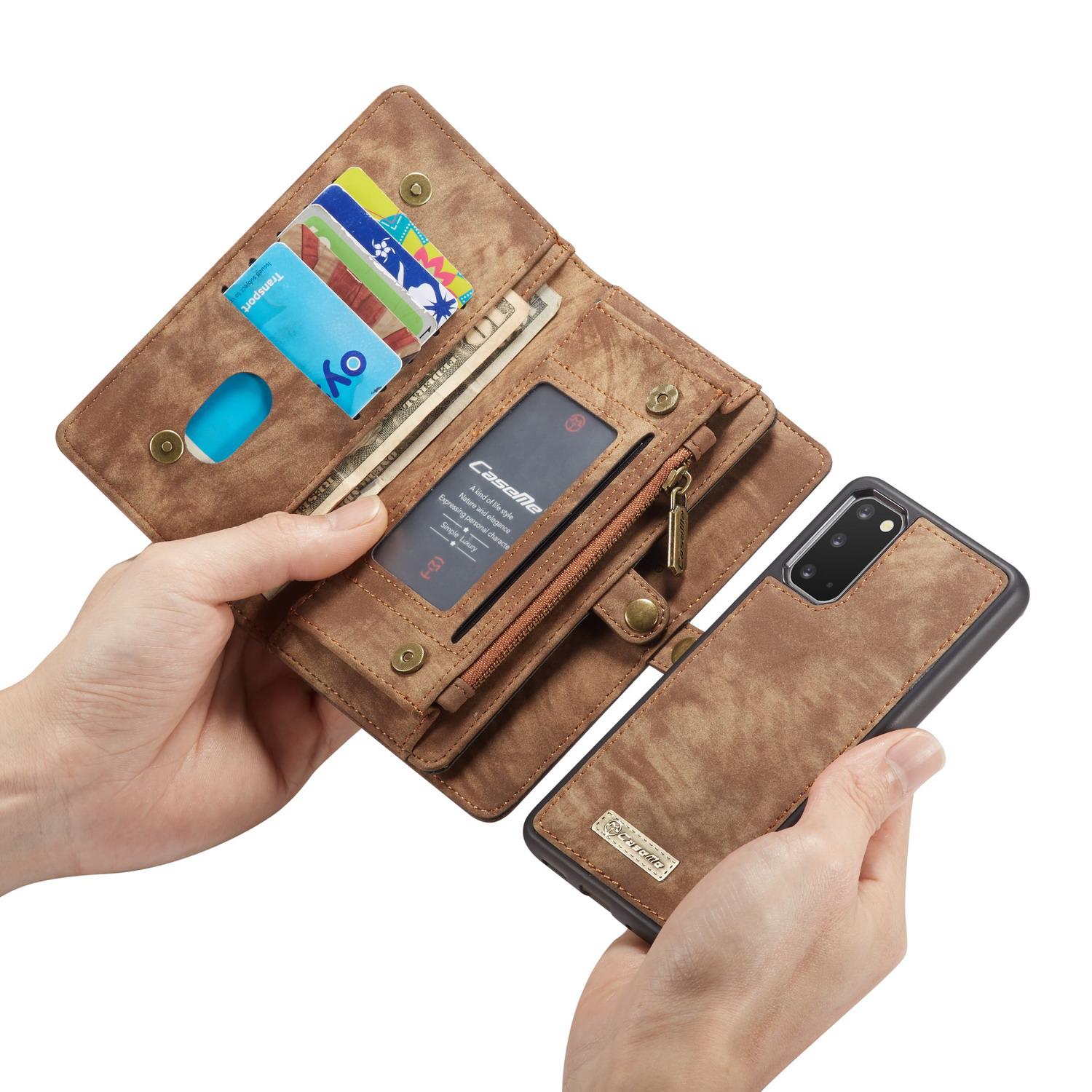 Samsung Galaxy S20 Rymligt plånboksfodral med många kortfack, Brun