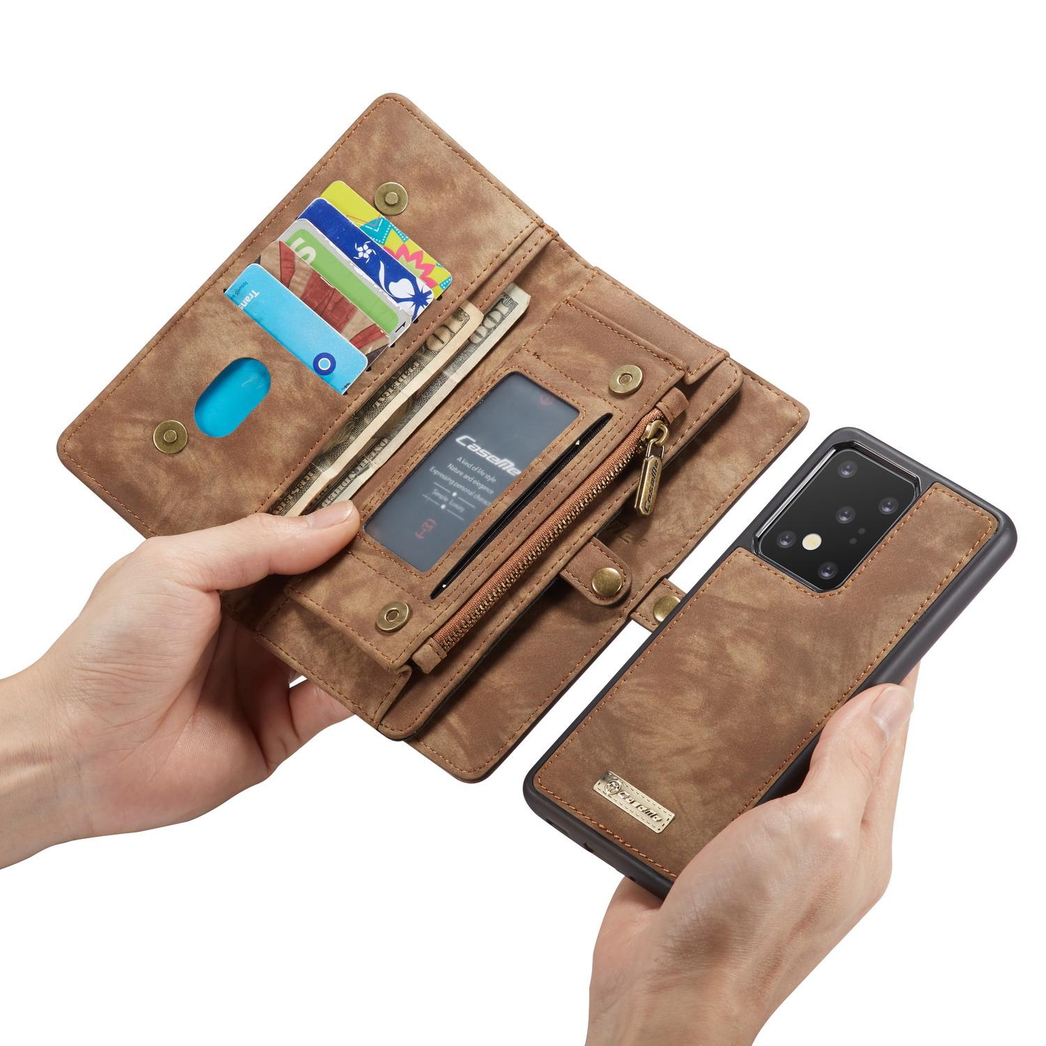 Samsung Galaxy S20 Ultra Rymligt plånboksfodral med många kortfack, Brun