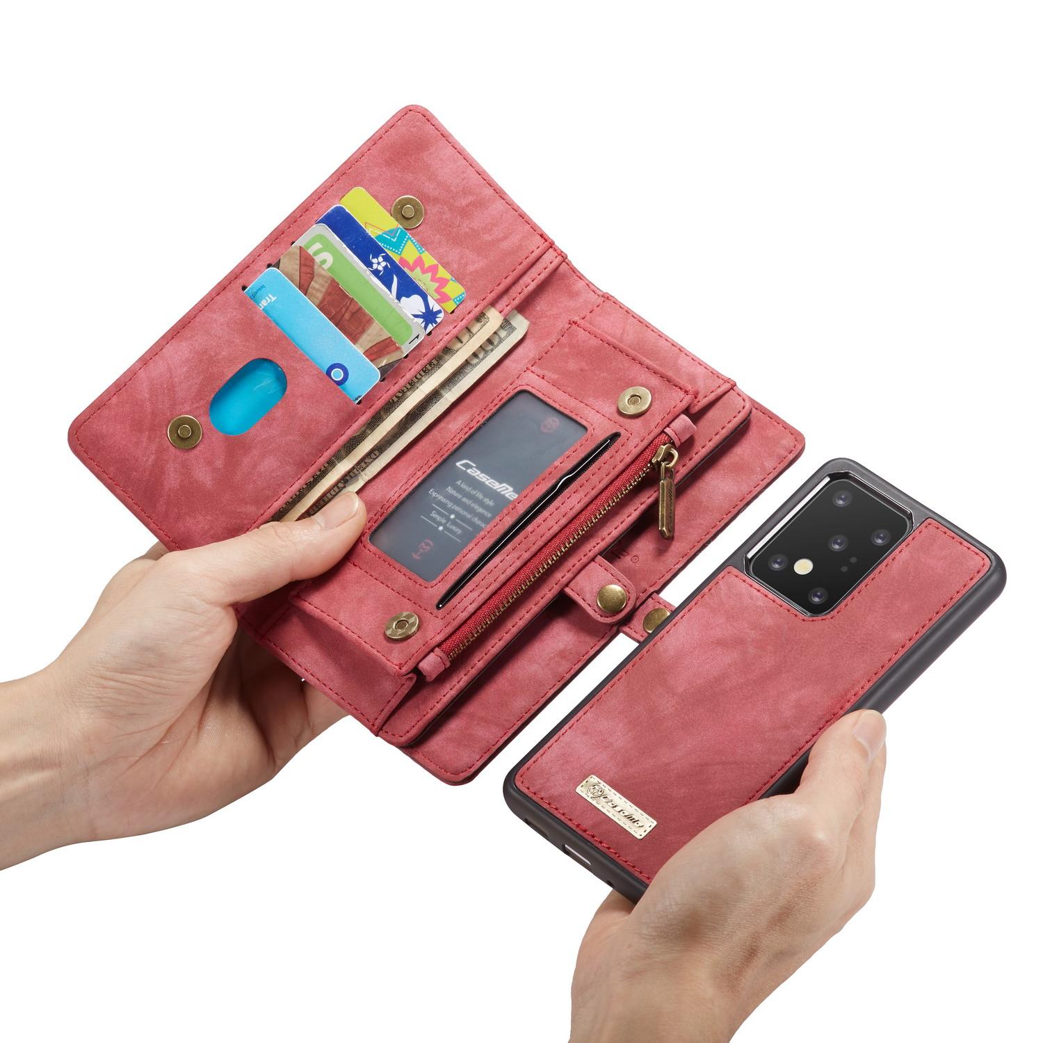 Samsung Galaxy S20 Ultra Rymligt plånboksfodral med många kortfack, Röd