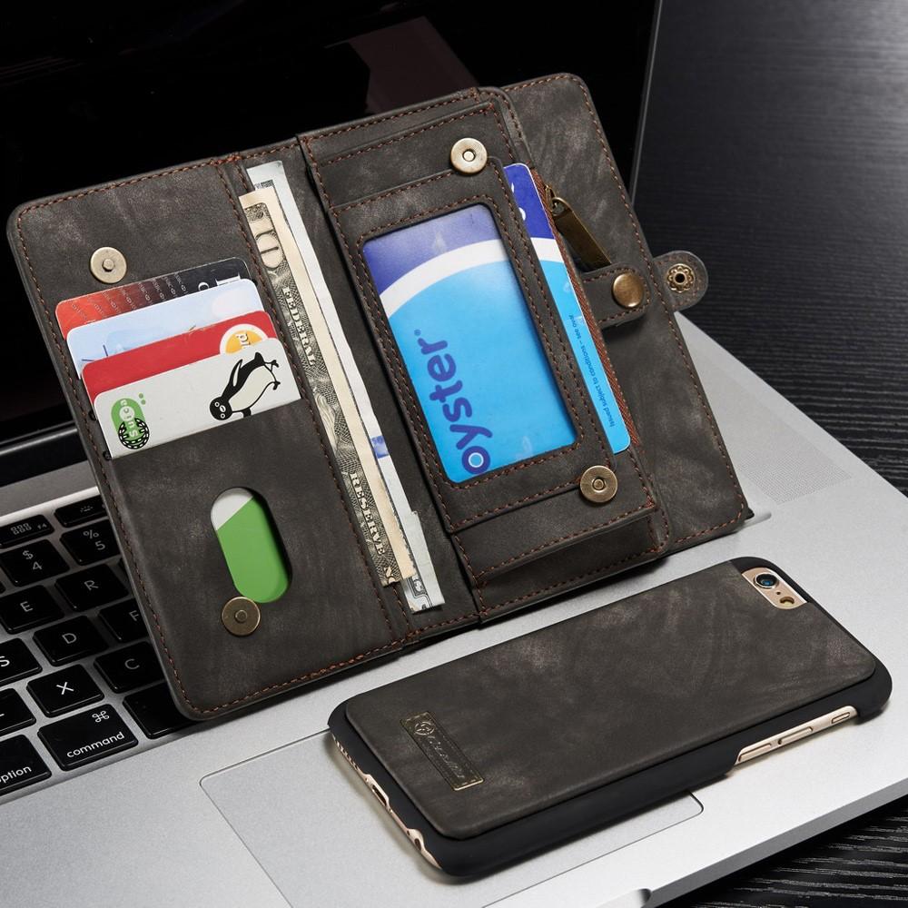 iPhone 6/6S Rymligt plånboksfodral med många kortfack, grå