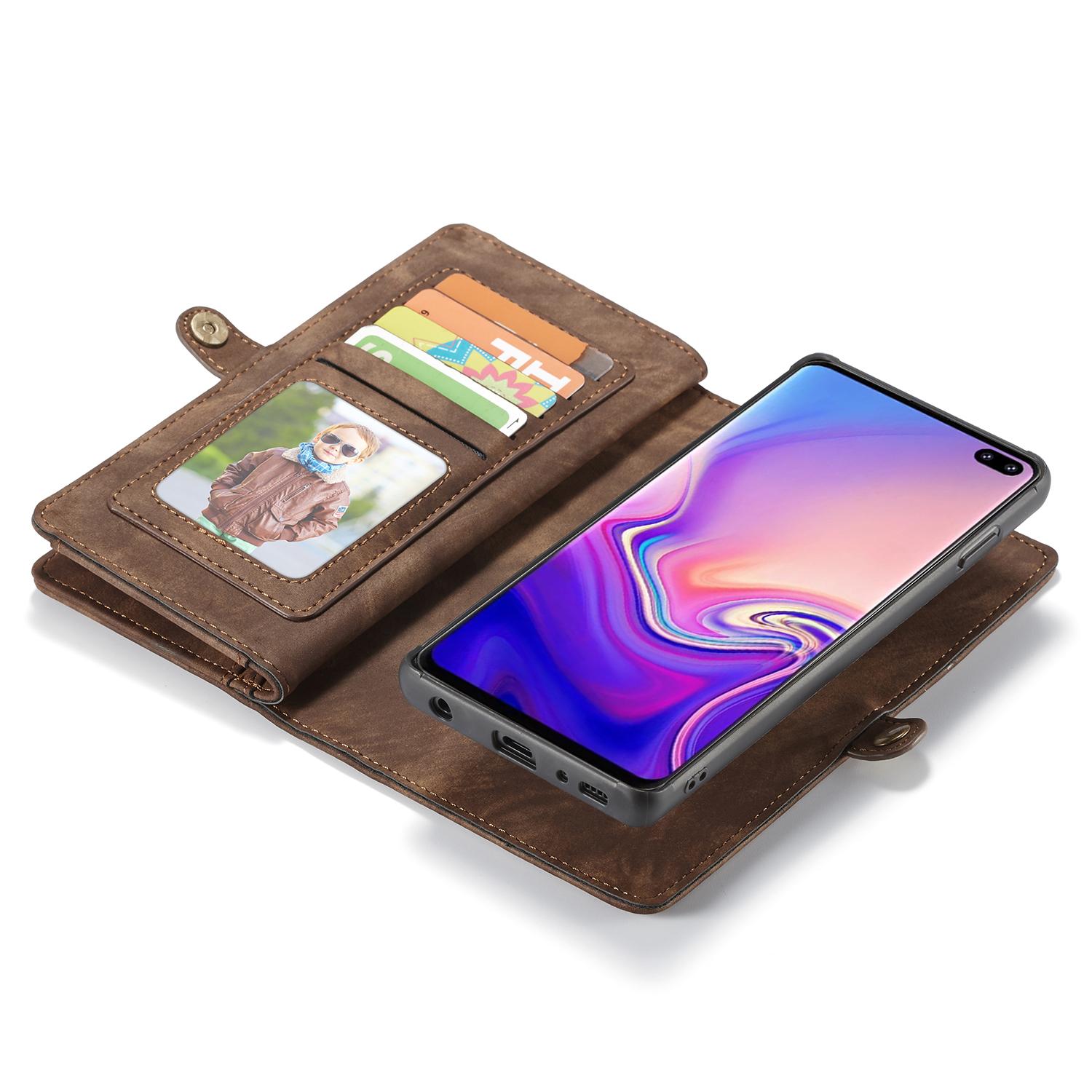 Samsung Galaxy S10 Rymligt plånboksfodral med många kortfack, brun