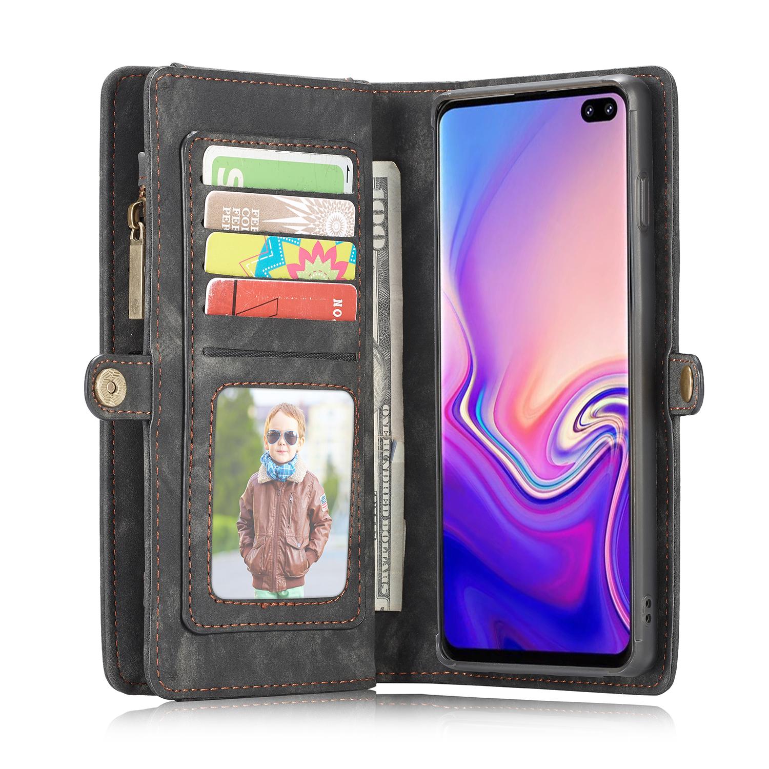 Samsung Galaxy S10 Rymligt plånboksfodral med många kortfack, grå
