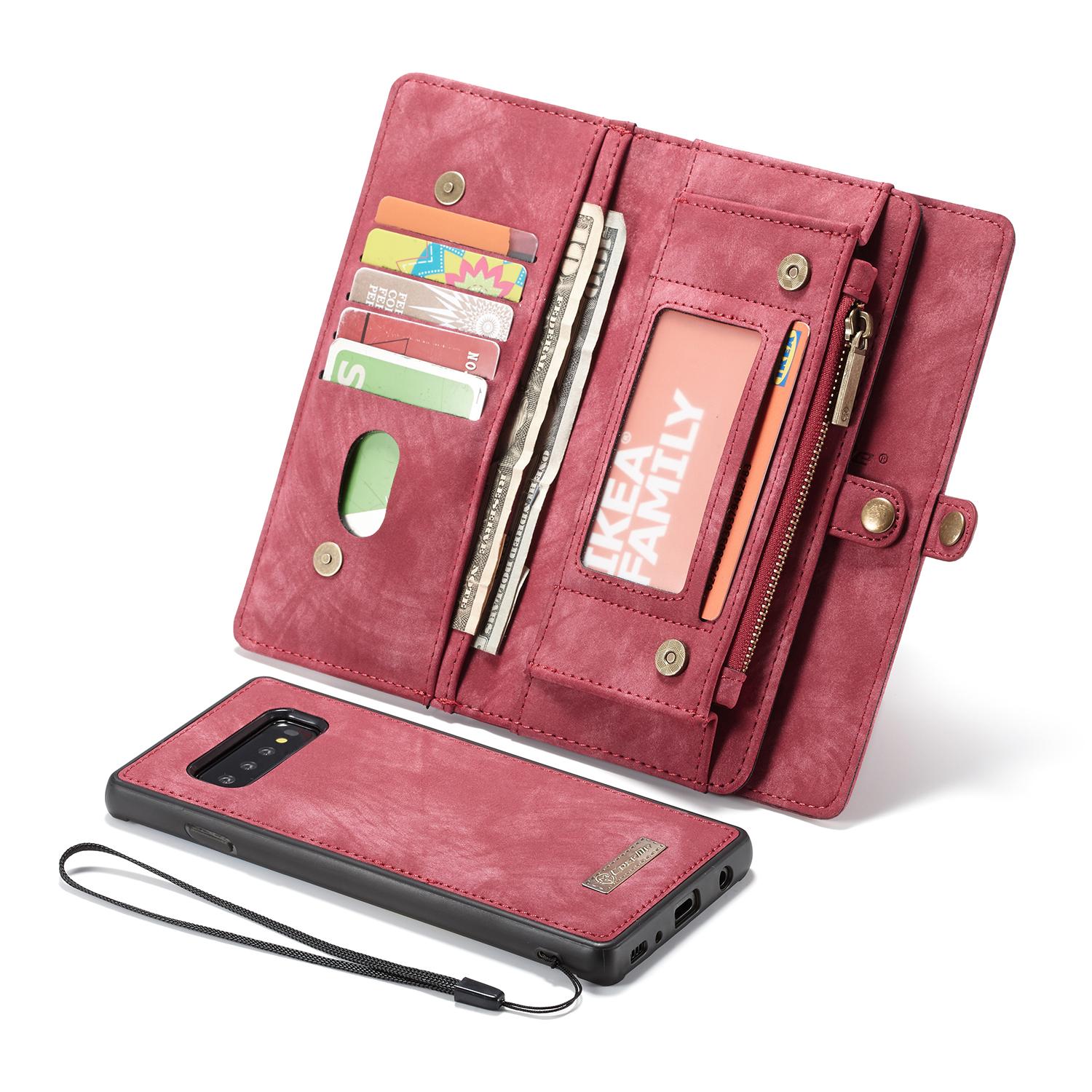 Samsung Galaxy S10 Rymligt plånboksfodral med många kortfack, röd
