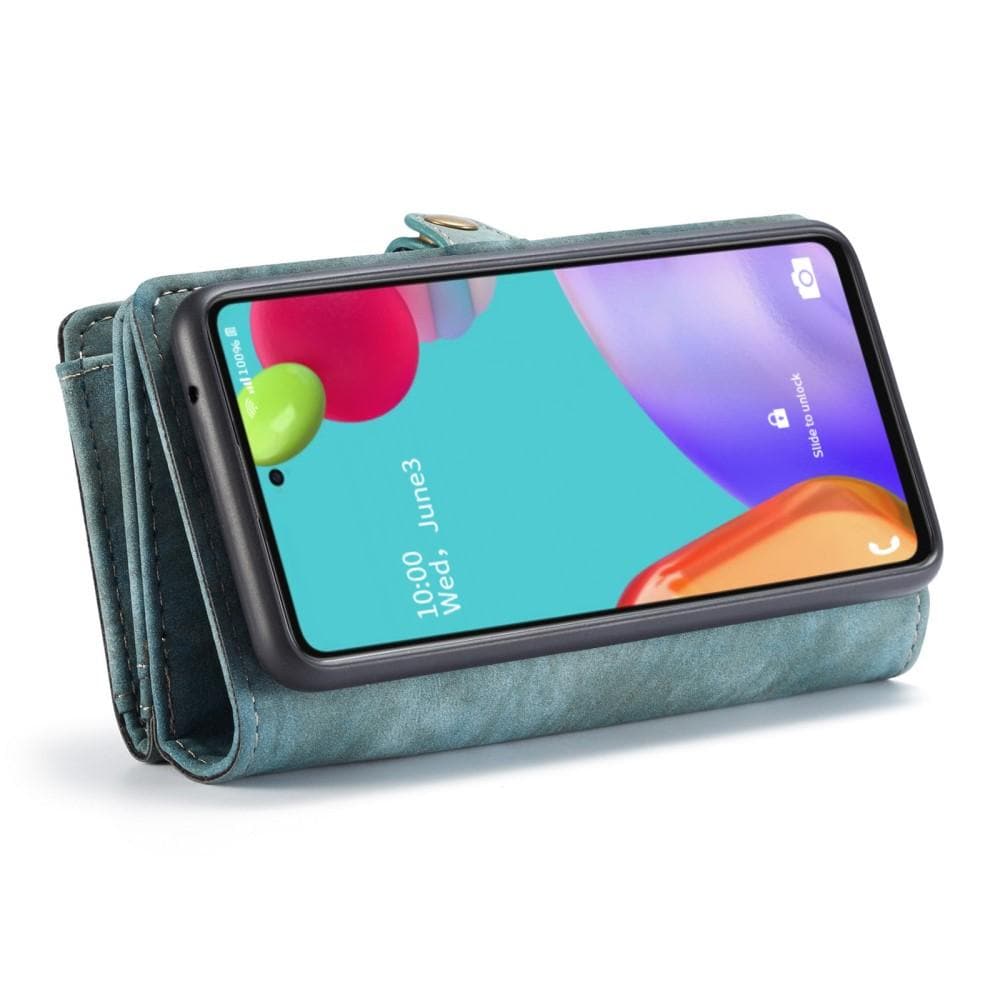 Samsung Galaxy A52 5G Rymligt plånboksfodral med många kortfack, Blå