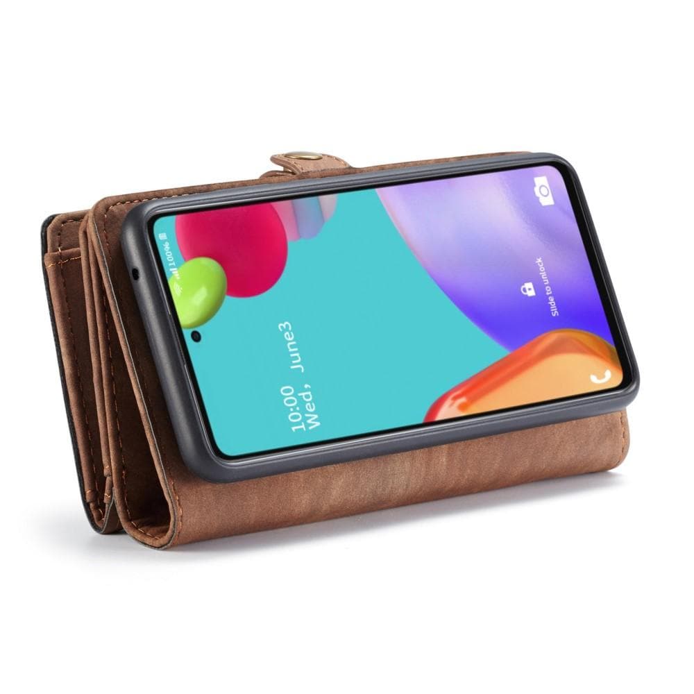 Samsung Galaxy A52 5G Rymligt plånboksfodral med många kortfack, Brun