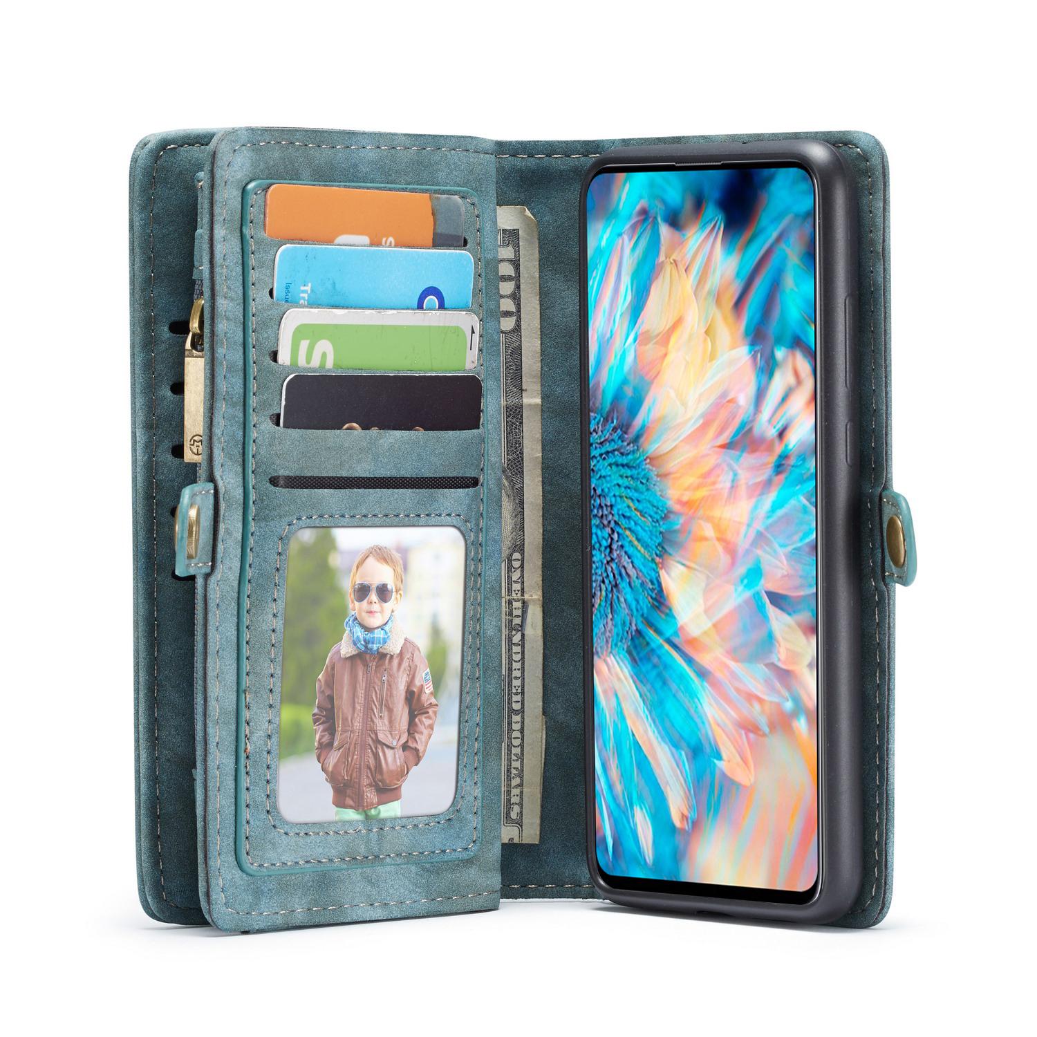 Galaxy A71 Rymligt plånboksfodral med många kortfack, blå