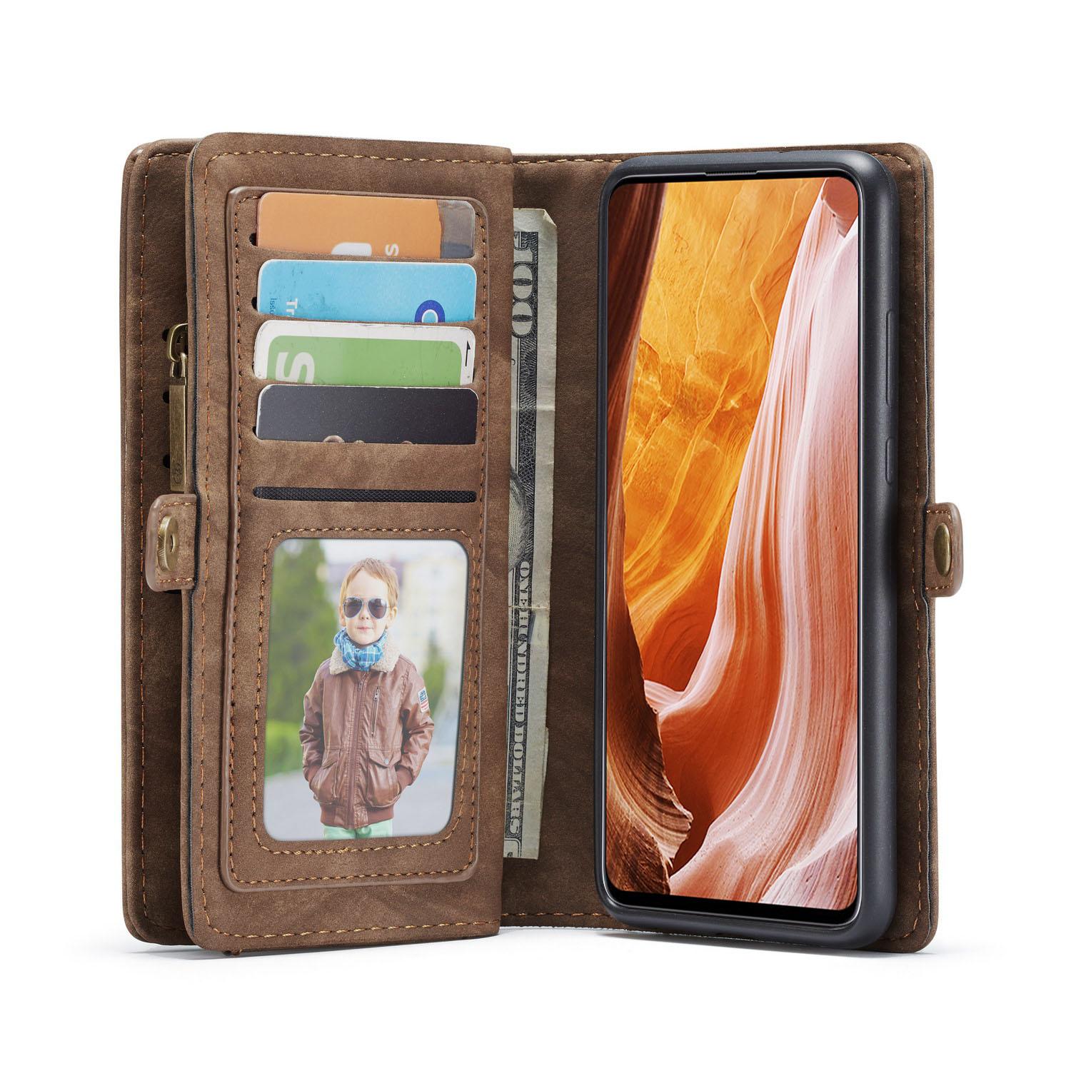 Galaxy A71 Rymligt plånboksfodral med många kortfack, brun