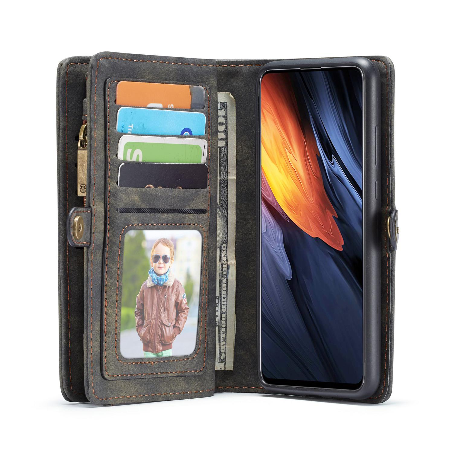 Galaxy A71 Rymligt plånboksfodral med många kortfack, grå