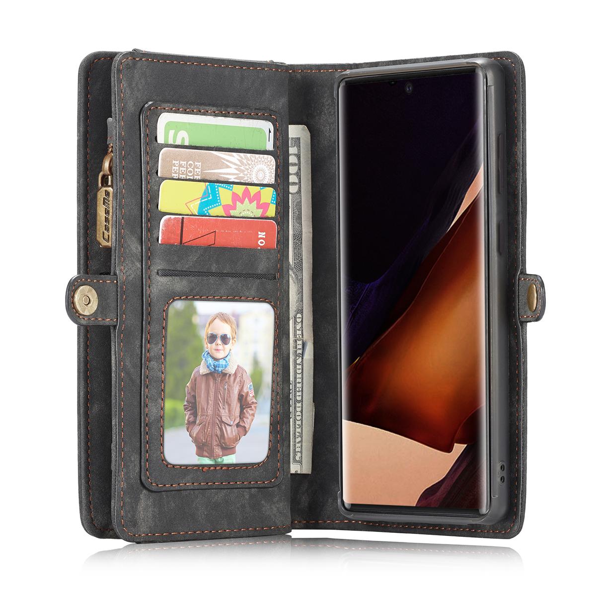 Galaxy Note 20 Ultra Rymligt plånboksfodral med många kortfack, grå