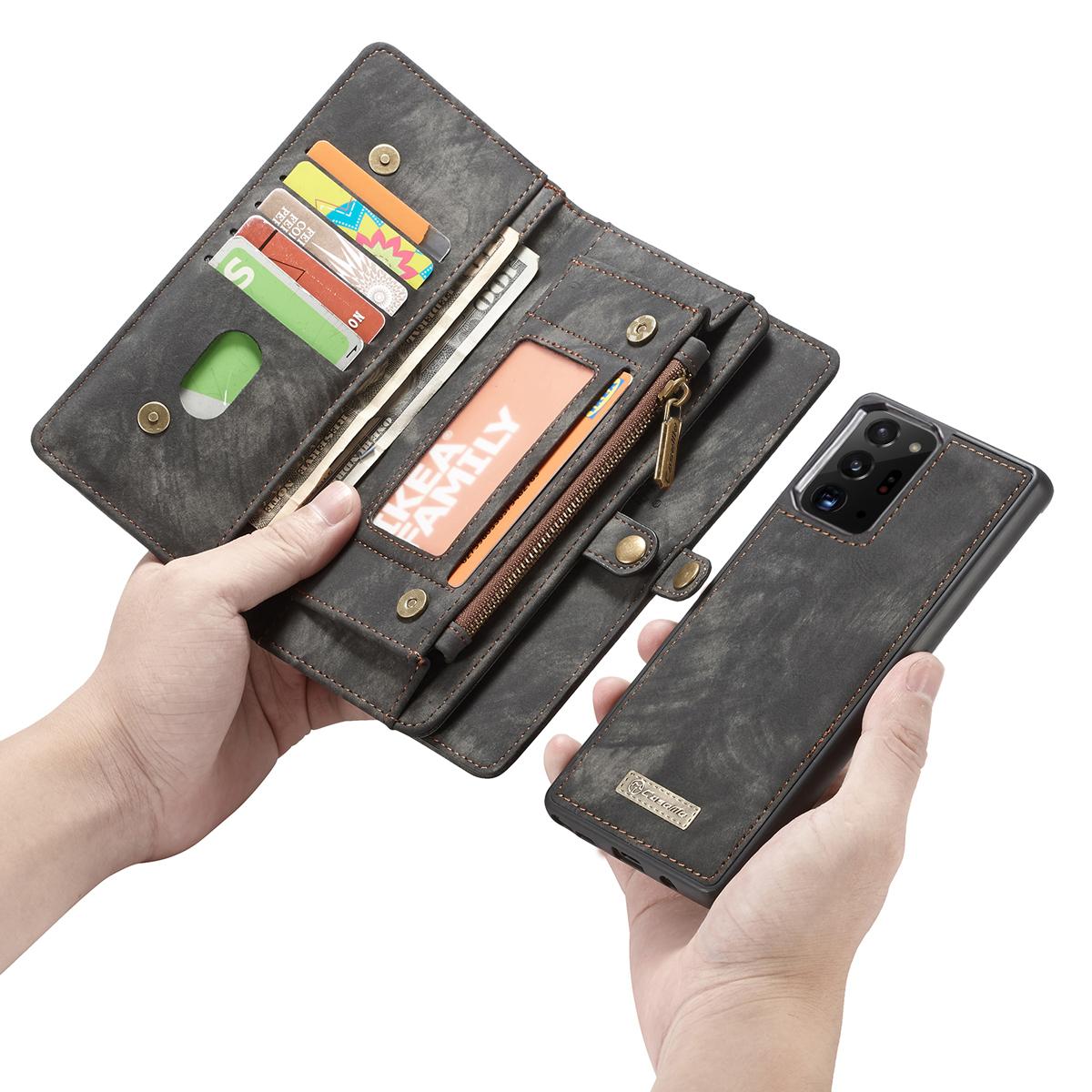 Samsung Galaxy Note 20 Ultra Rymligt plånboksfodral med många kortfack, Grå