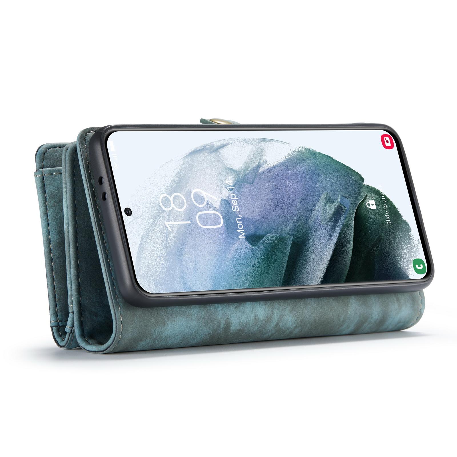 Samsung Galaxy S21 Ultra Rymligt plånboksfodral med många kortfack, Blå