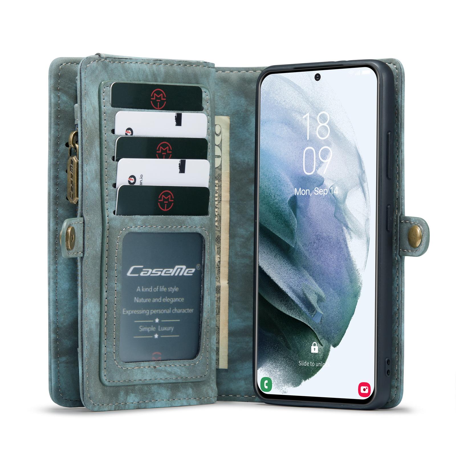 Samsung Galaxy S21 Ultra Rymligt plånboksfodral med många kortfack, Blå