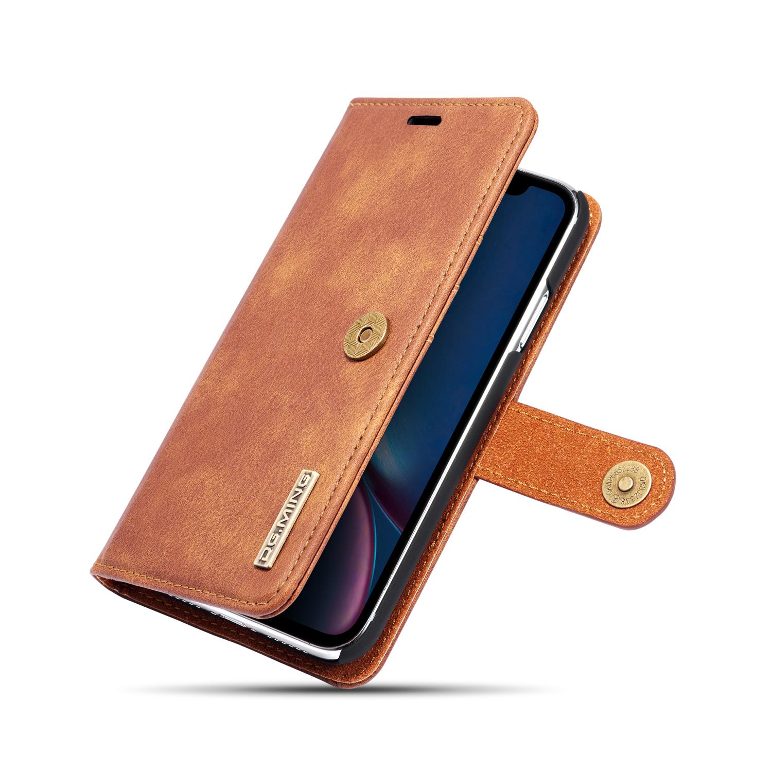 Apple iPhone XR Plånboksfodral med avtagbart skal, cognac