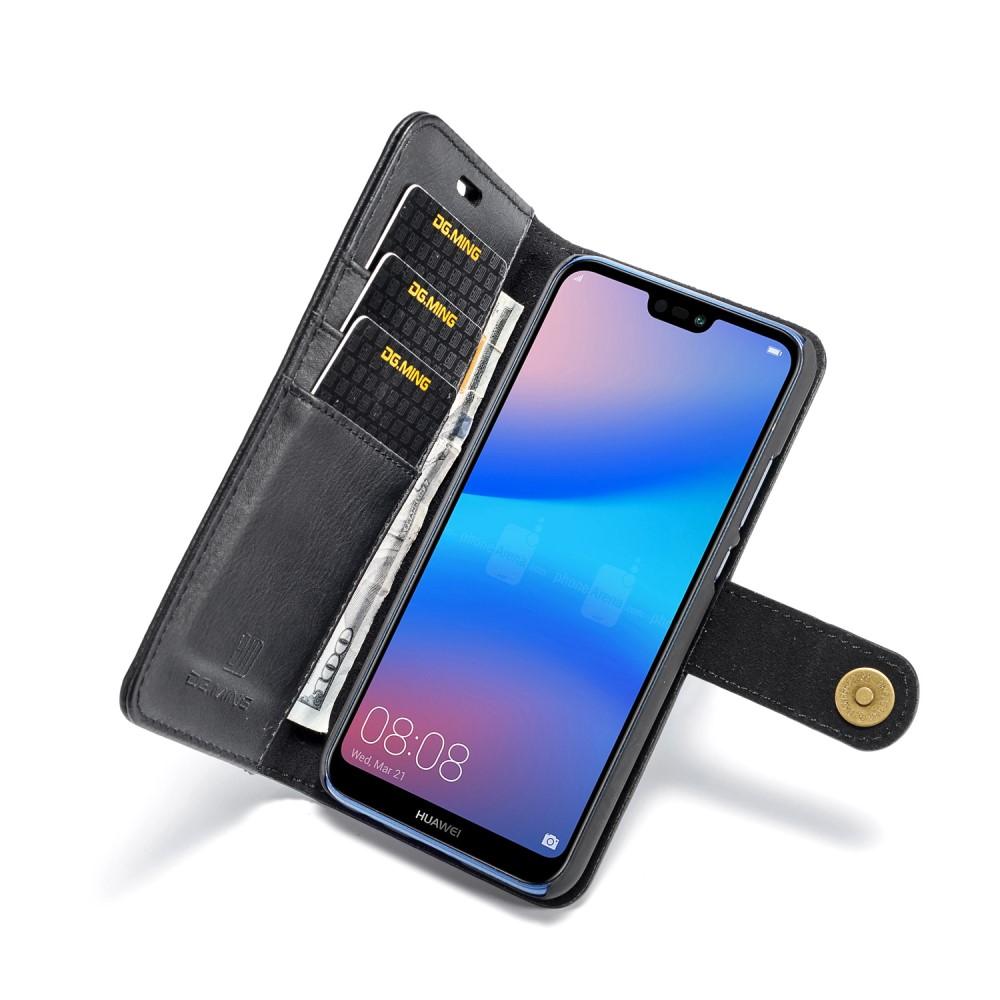 Huawei P20 Lite Plånboksfodral med avtagbart skal, Svart