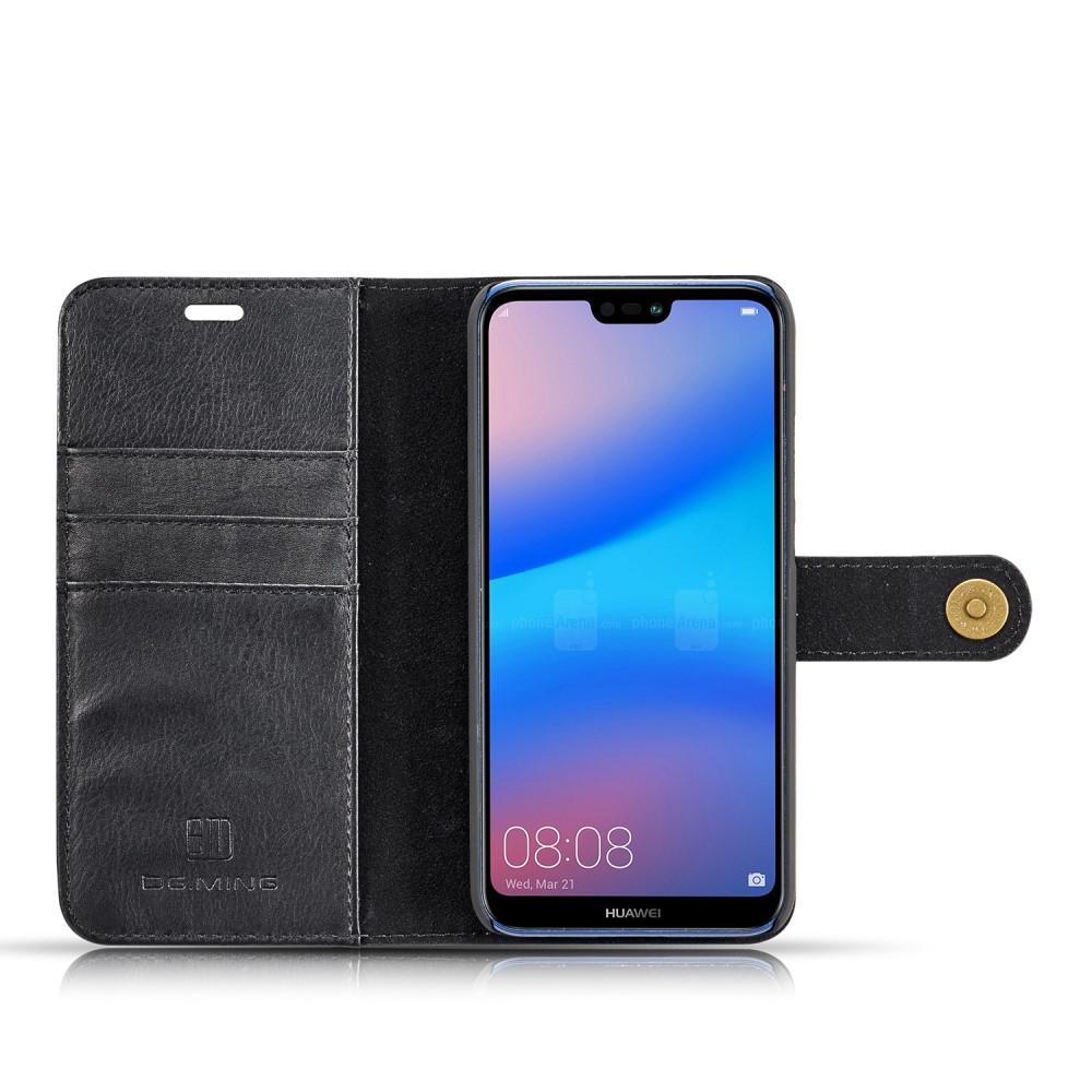 Huawei P20 Lite Plånboksfodral med avtagbart skal, Svart