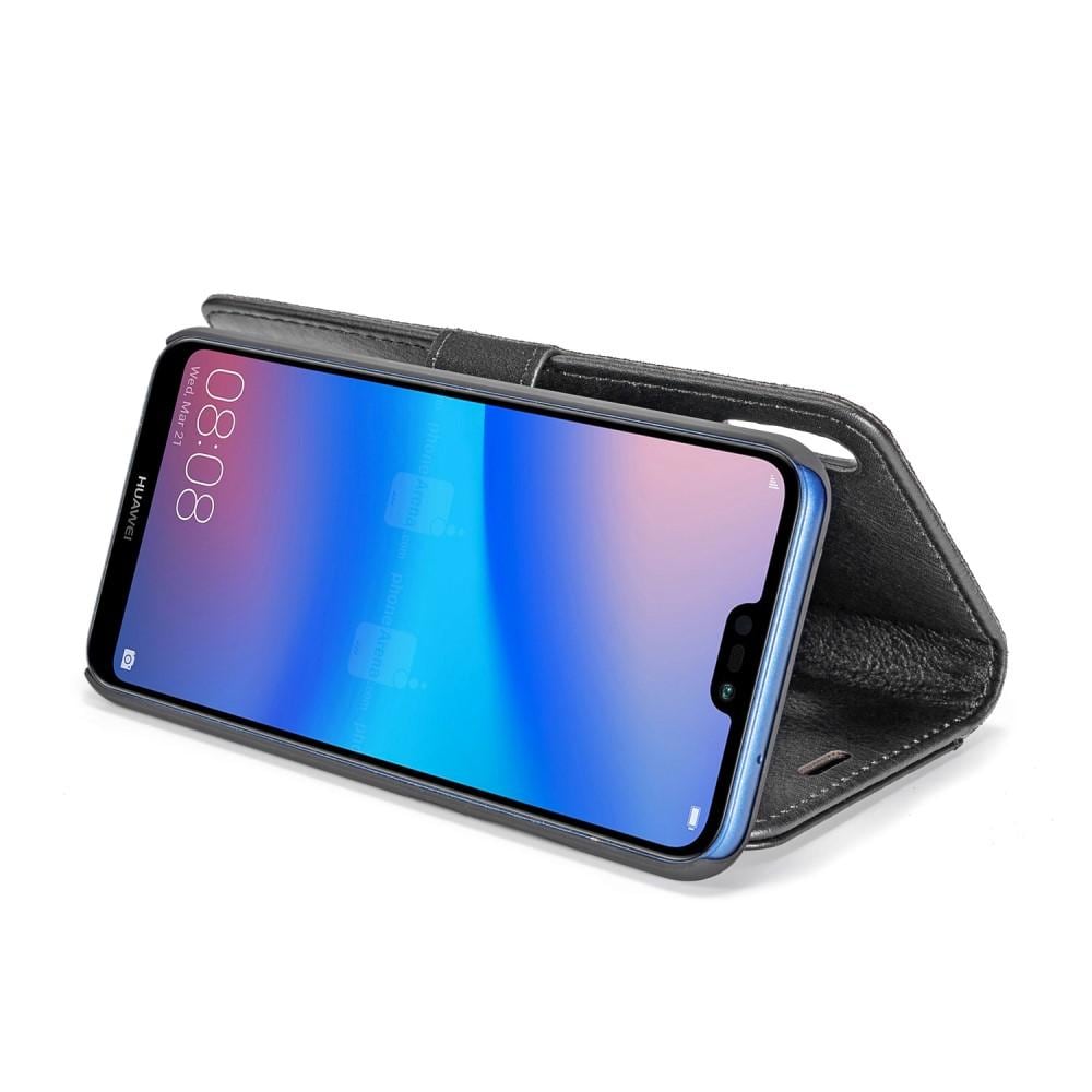 Huawei P20 Lite Plånboksfodral med avtagbart skal, Svart