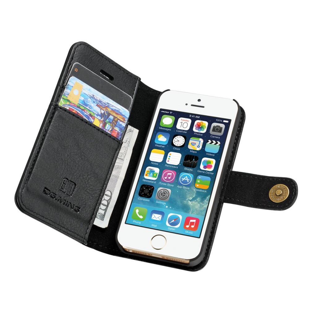 iPhone 5/5S/SE Plånboksfodral med avtagbart skal, svart