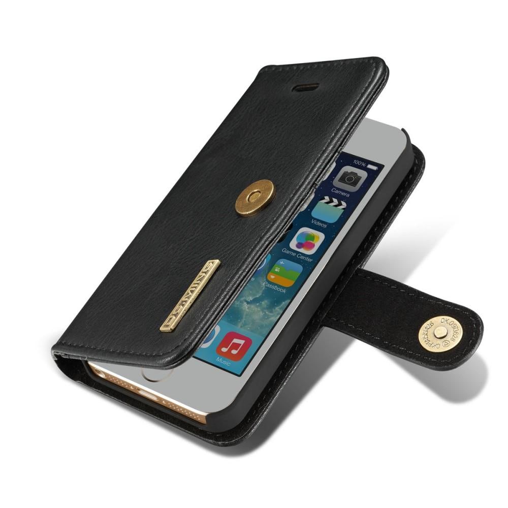 iPhone 5/5S/SE Plånboksfodral med avtagbart skal, Black