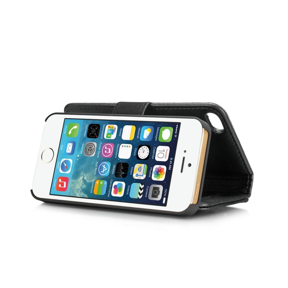 iPhone 5/5S/SE Plånboksfodral med avtagbart skal, Black