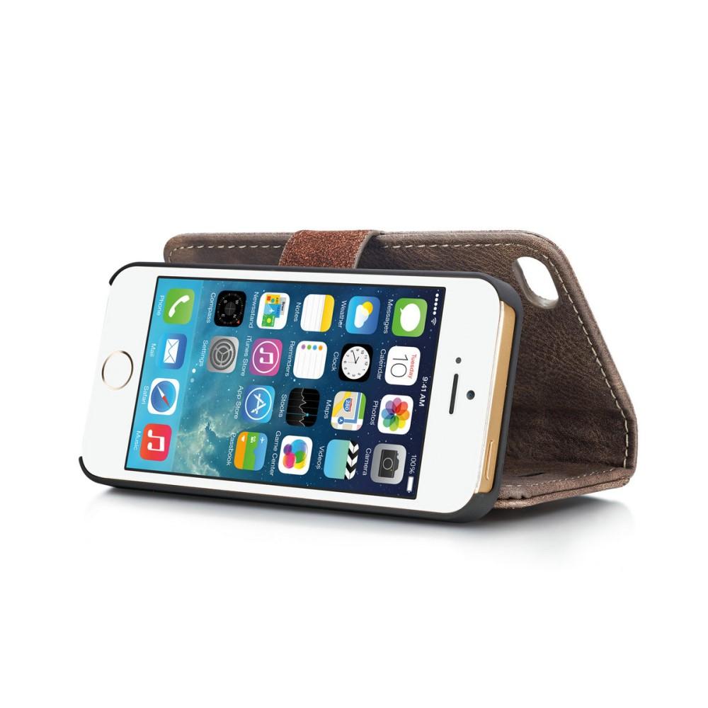 Apple iPhone 5/5S/SE Plånboksfodral med avtagbart skal, Brun