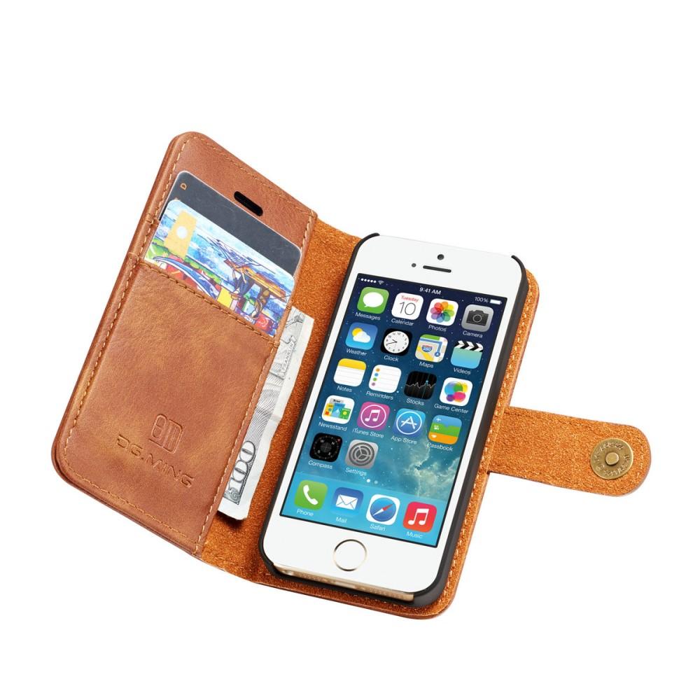iPhone 5/5S/SE Plånboksfodral med avtagbart skal, cognac