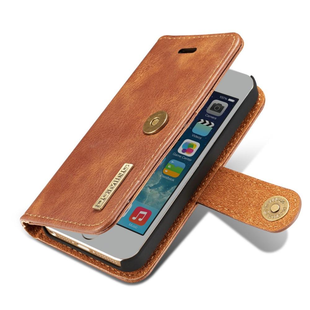 iPhone 5/5S/SE Plånboksfodral med avtagbart skal, cognac