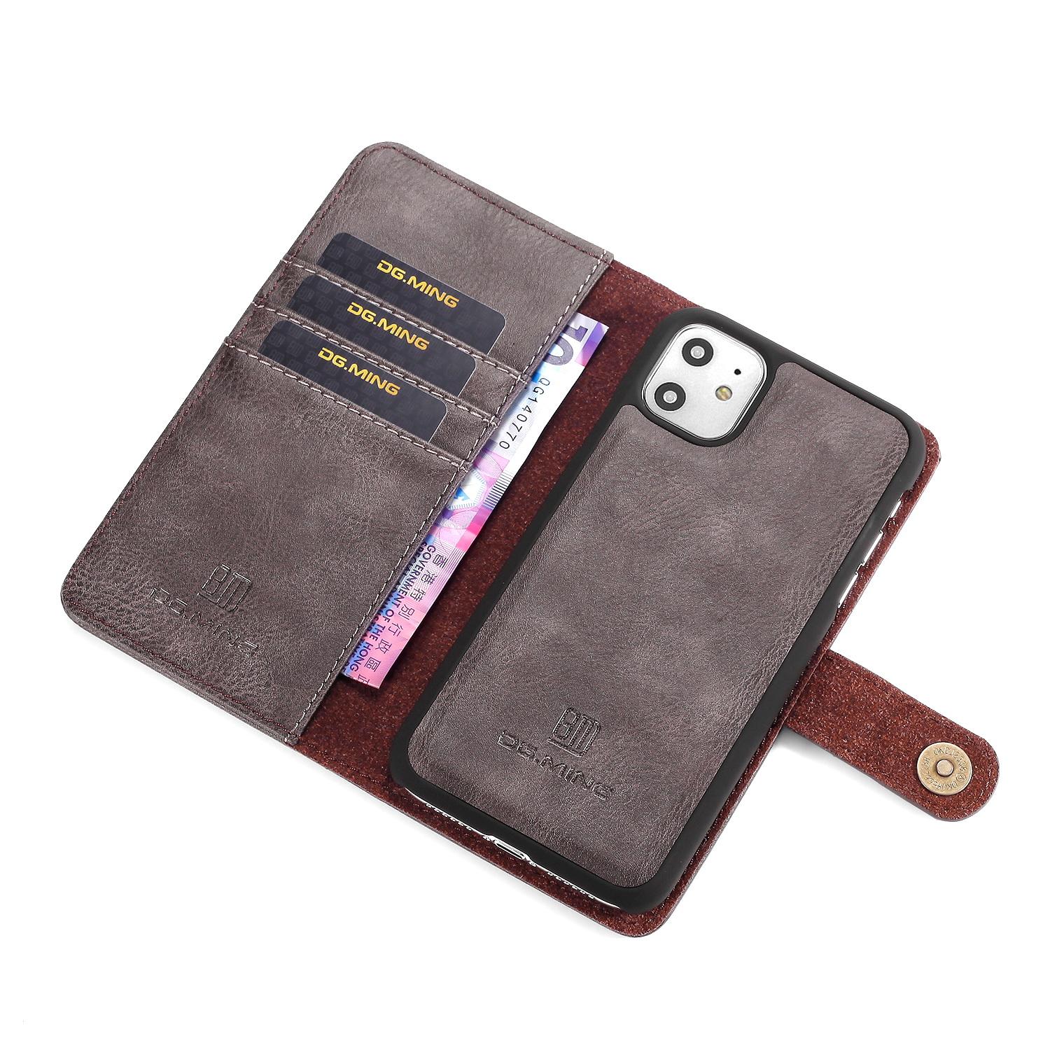 iPhone 11 Plånboksfodral med avtagbart skal, brun