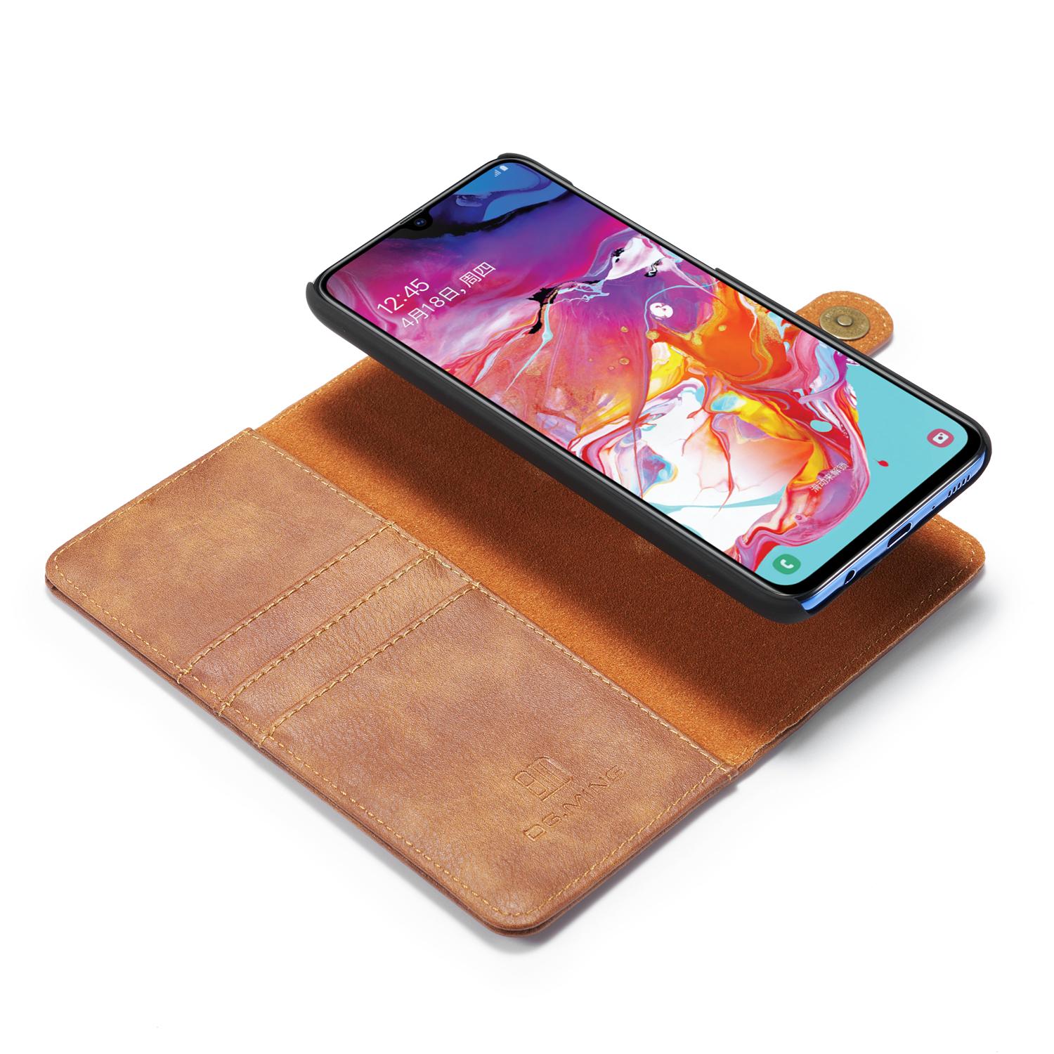 Samsung Galaxy A70 Plånboksfodral med avtagbart skal, Brun