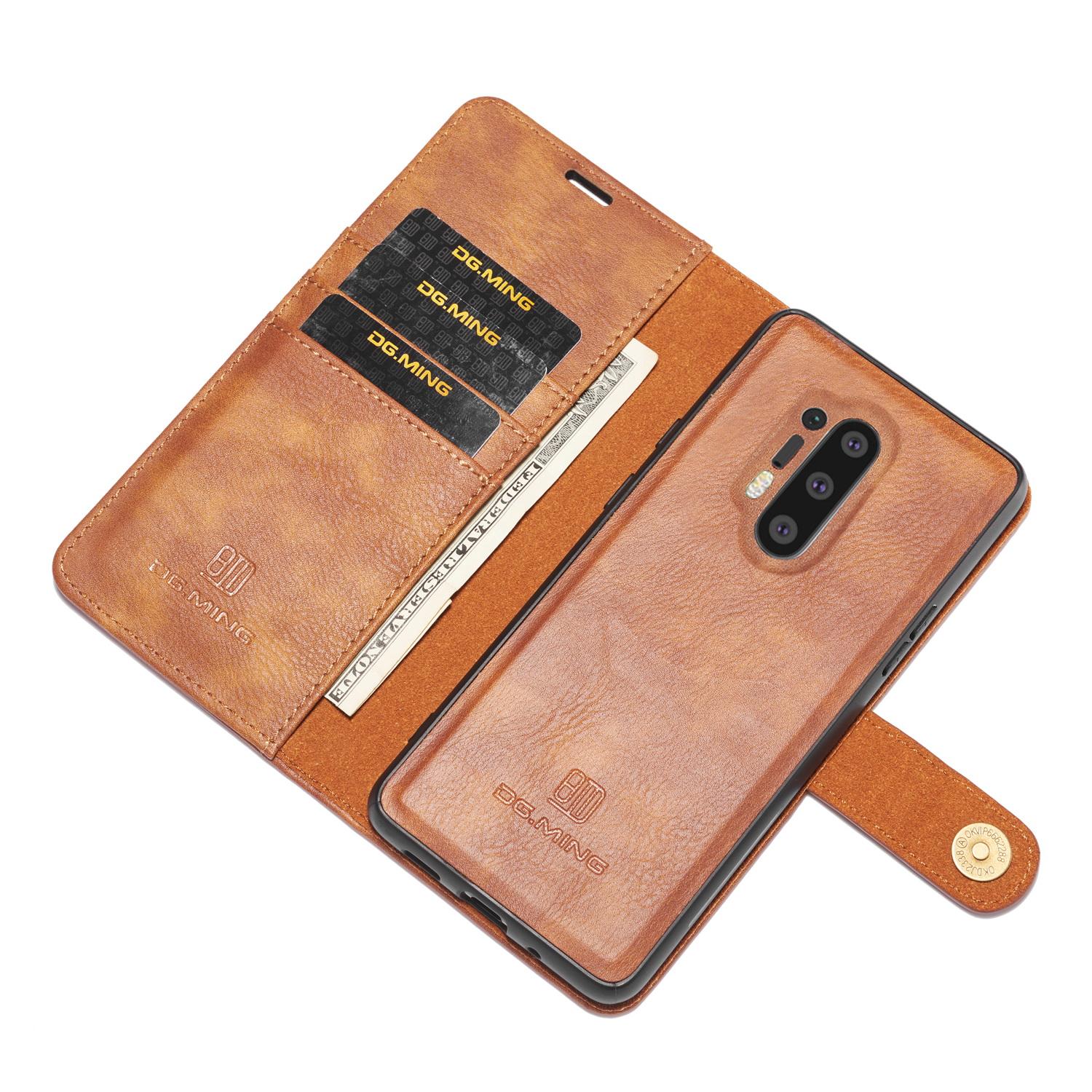 OnePlus 8 Pro Plånboksfodral med avtagbart skal, cognac