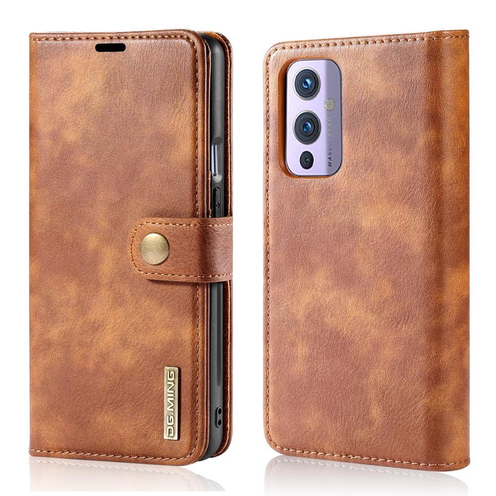  OnePlus 9 Plånboksfodral med avtagbart skal, Cognac