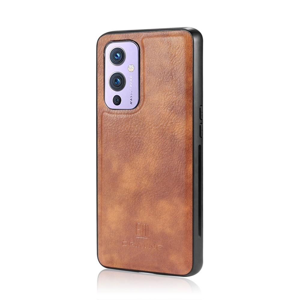  OnePlus 9 Plånboksfodral med avtagbart skal, Cognac