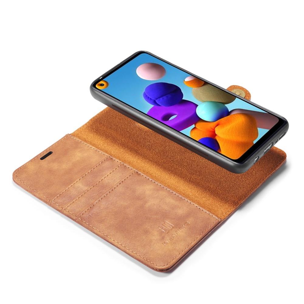 Samsung Galaxy A21s Plånboksfodral med avtagbart skal, Brun