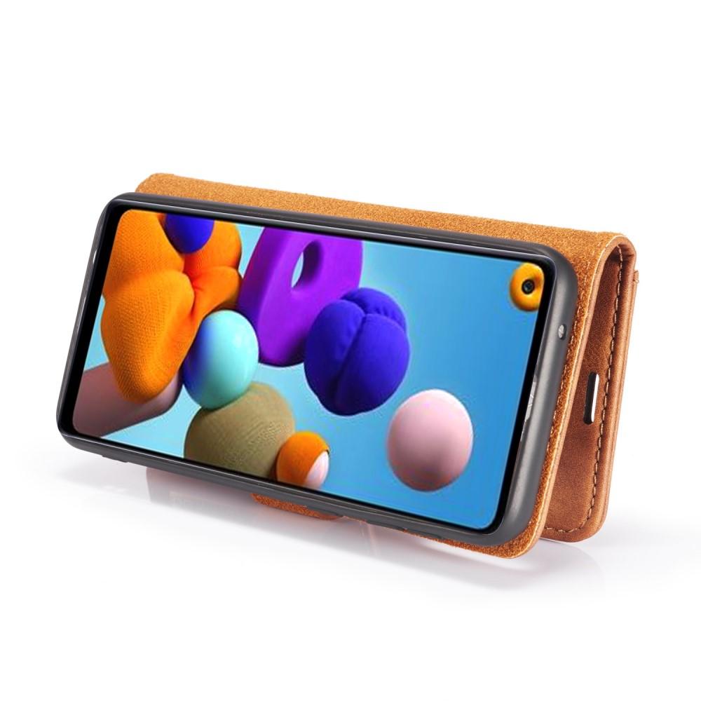 Samsung Galaxy A21s Plånboksfodral med avtagbart skal, Brun