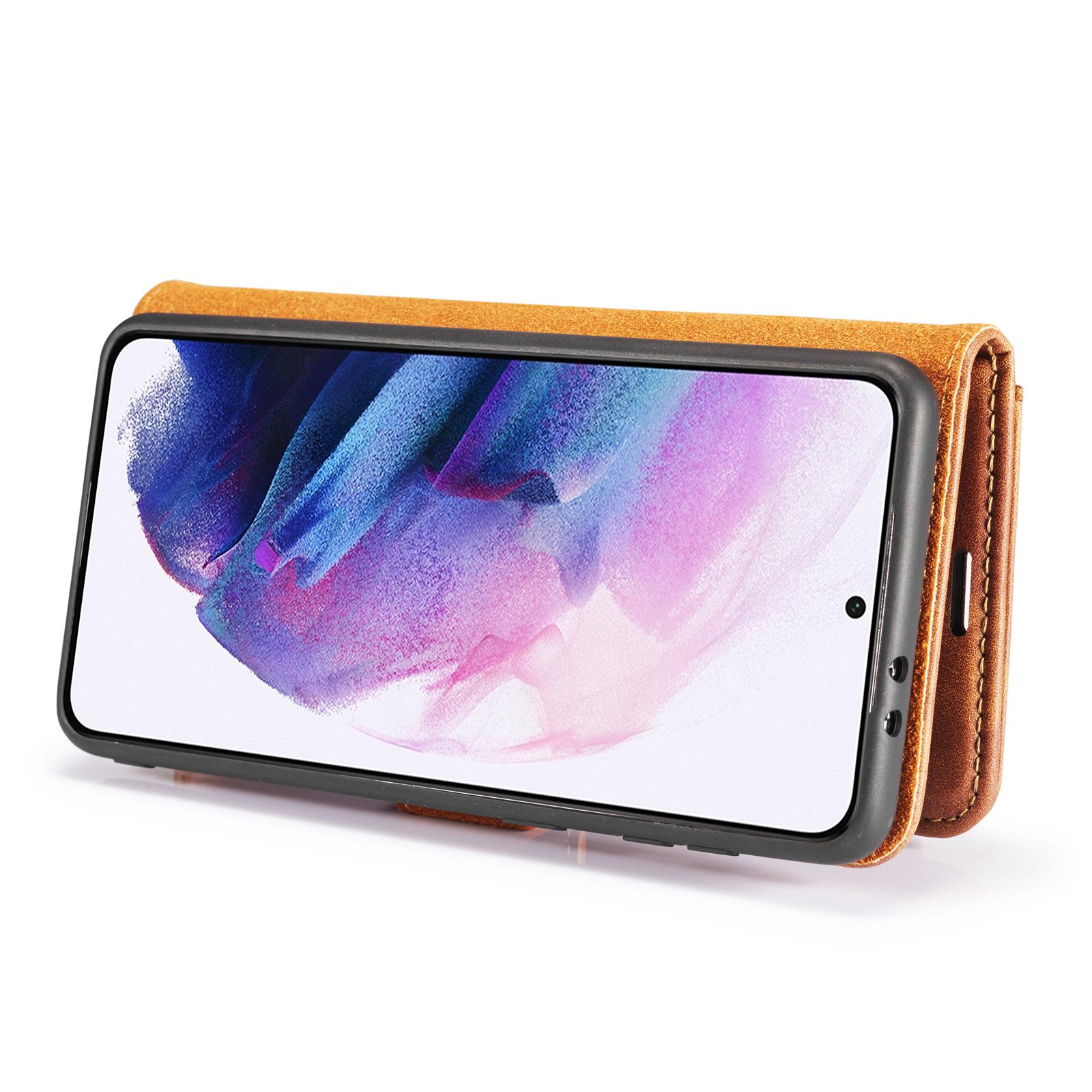 Samsung Galaxy S21 Plånboksfodral med avtagbart skal, cognac